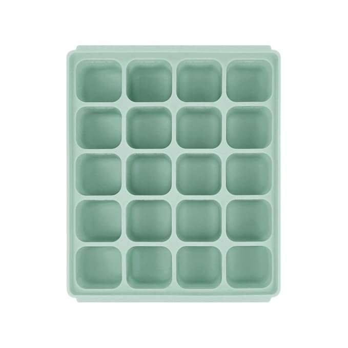 PETINUBE Baby Food Storage Silicone Cubes with Clip-On Lid Freezer Tray Baby Food Soups Purees Ice Easy and Safe Design Made in Korea (20, Ocean Blue)
