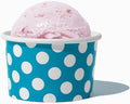 UNIQ 4 oz 1000 Pack Blue Polka Dot Ice Cream Cups | Disposable Leak Resistant Paper Dessert Cups for Ice Cream, Frozen Yogurt & Gelato | Small Food Serving Cups for Parties, Catering & Business