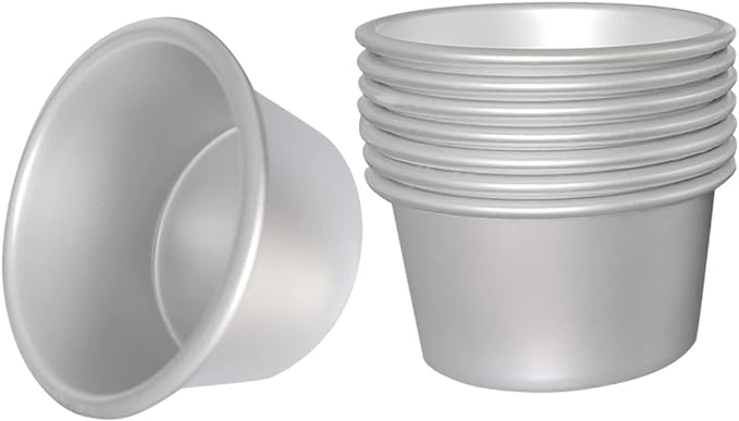FRIGIIRE Pudding Cups Molds Individual Popover Pan Cupcake Muffin Baking Maker Aluminium 8 Pieces(3.74 x 2 x 2.87 Inch)