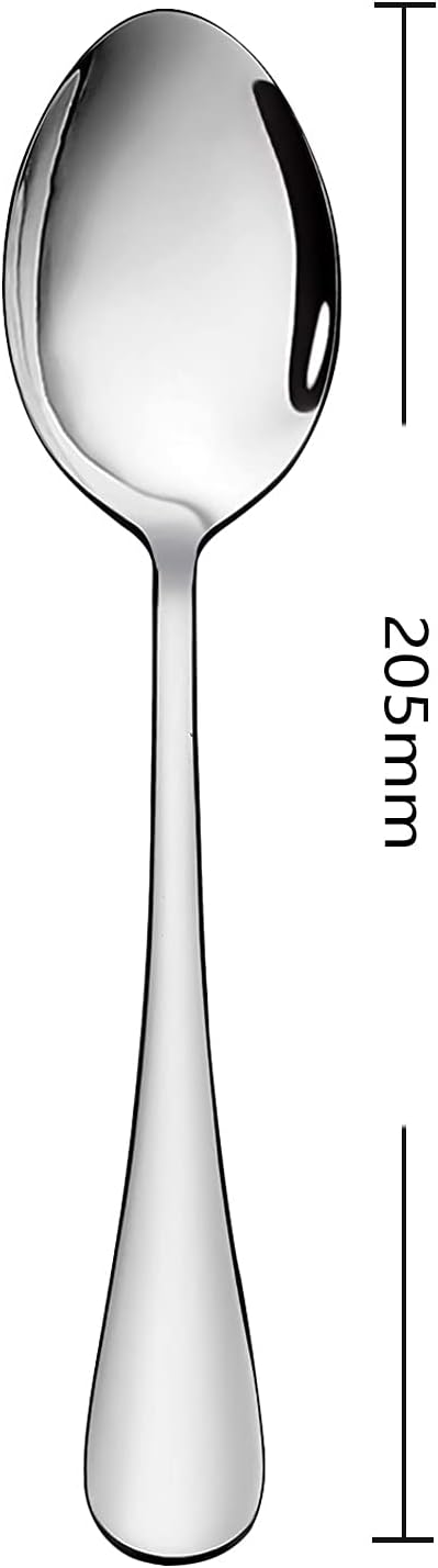 SANTUO 8-Piece Stainless Steel Dinner Spoons, 18/10 Food-Grade Table Spoons,Mirror Polished & Dishwasher Safe, Heavy Duty Metal Spoons for Home, Kitchen, or Restaurant, Rust-Proof & BPA-Free