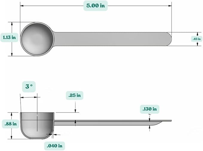 Supplement and Supply 2 Teaspoon (2/3 Tablespoon | 10 mL) Long Handle Rounded Scoop for Coffee, Protein Powder, Pet Food, Spices, Grains, Dry Goods – Food-Grade BPA-Free (Pack of 1)
