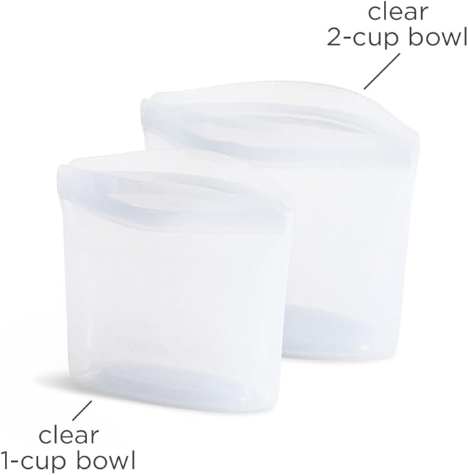 Stasher Premium Reusable Silicone Food Storage Bags, 2-Pack, Clear