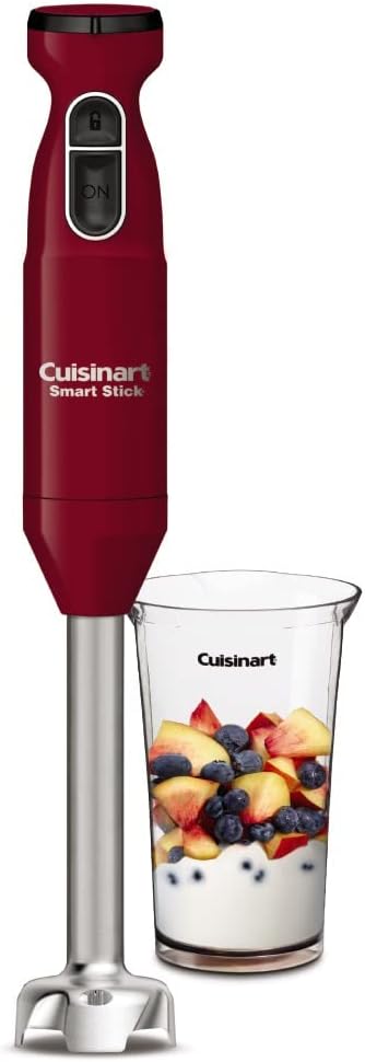 Cuisinart Smart Stick Two-Speed Corded Hand Blender, Powerful Immersion Blender with 300-Watt Motor Blends Shakes, Smoothies, Puree, Baby Food, Soups & Sauces, CSB-175RP1, Red