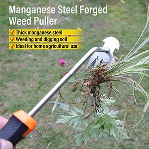 Carrie Rowe Weed Remover Tool,Garden Weed Tool, Portable Garden Weeding Tool for Vegetable Gardening Backyard Farm Planting & Weeding (Rubber Handle)