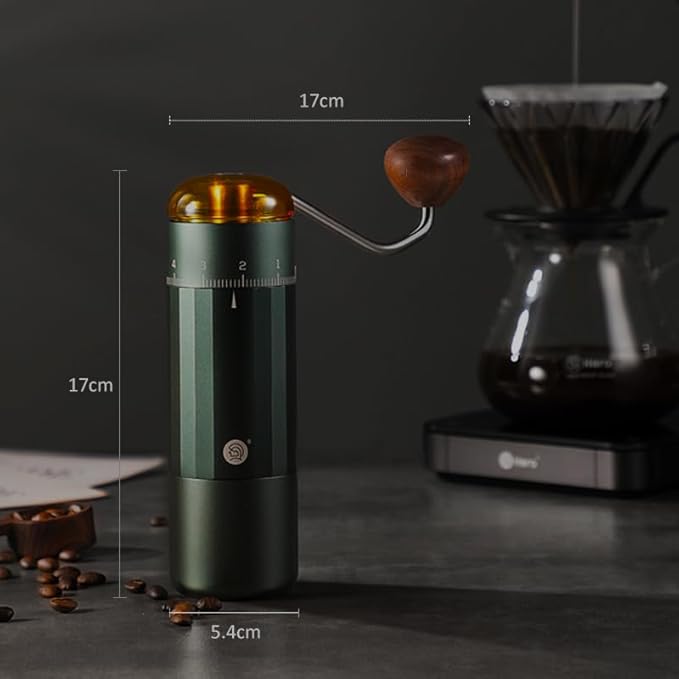 CUFEJORO Manual Coffee Grinder, Z5 Hand Coffee Grinder with 25g Capacity External Adjustable Knob, Manual and Electric Dual Mode grinder, Espresso, Mocha, Pour-over, French Press Green