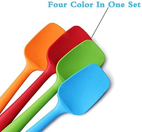 Delidge Food Grade Silicone Spatula Set Heat Resistant Small Rubber Spatulas,4 piece Silicone Spoonula Spatula Non-stick Baking Curved Spatulas Multicolor Dinnerware (21.7cm/8.56inch)