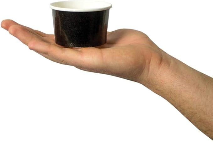 UNIQ 4 oz 1000 Pack Black Ice Cream Cups | Disposable Leak Resistant Paper Dessert Cups for Ice Cream, Frozen Yogurt & Gelato | Small Food Serving Cups for Parties, Catering & Business