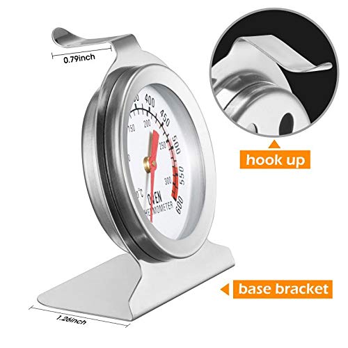 Koimsec in Oven Thermometer for Grill Smoker BBQ 50-300°C/100-600°F, Instant Read Precision Stainless Steel Electric/Gas Oven Thermometers, Analog Thermometer Gauge for Kitchen Cooking Baking