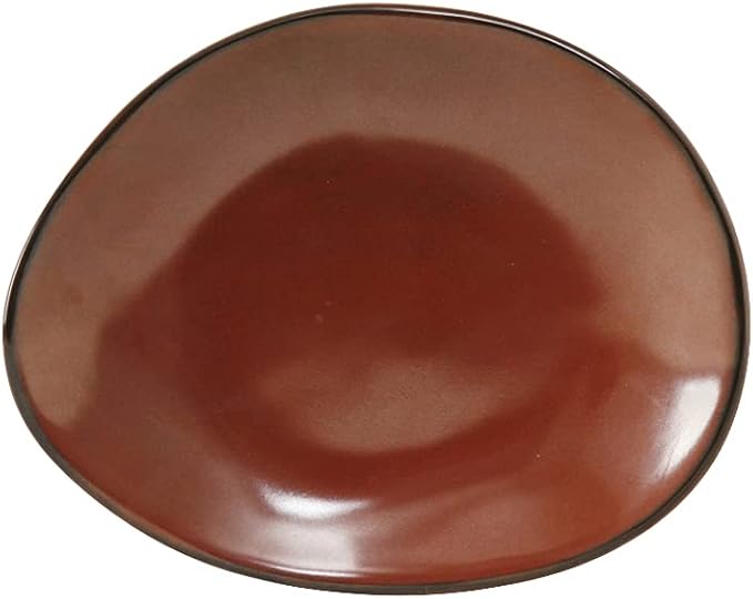 Tuxton GAR-650 Vitrified China Artisan Ellipse Plate, 8-3/8" x 6-7/8", Red Rock (Pack of 12),