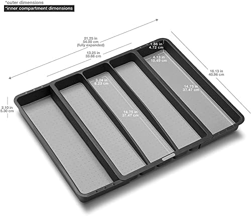 madesmart Classic Expandable Compartment Utensil Tray, Granite