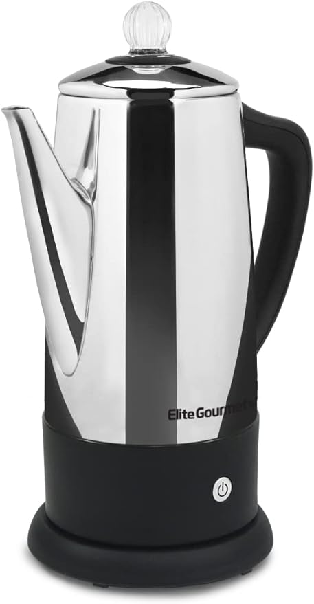 Elite Gourmet EC812 Electric 12-Cup Coffee Percolator, Stainless Steel