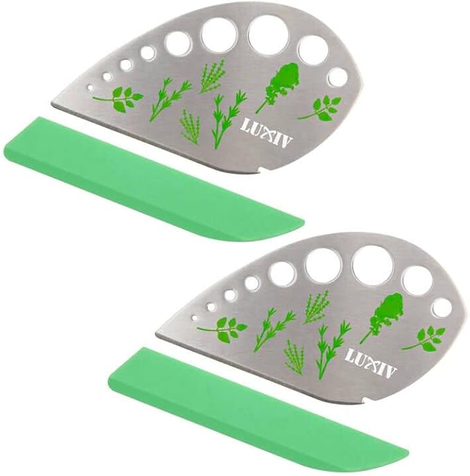 Luxiv Herb Stripper Tool Stainless Steel 9-Hole Leaf Peeler with Knife