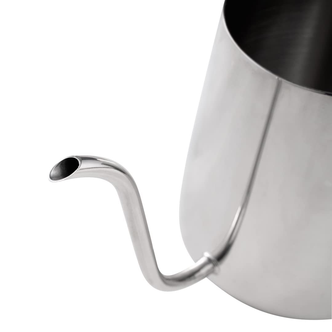 Restaurantware Pour Over Kettle Pack of 1 Stainless Steel 12 oz Precision Spout Gooseneck Coffee Kettle With Ergonomic Handle, Corrosion-Resistant for Artisan Brewing, Silver