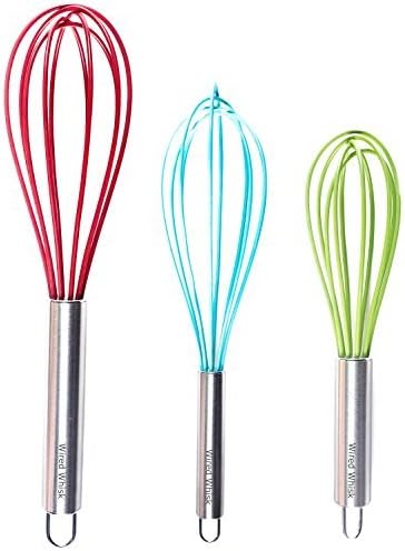 Silicone Whisk Set of 3 - Cooking Non-Scratch