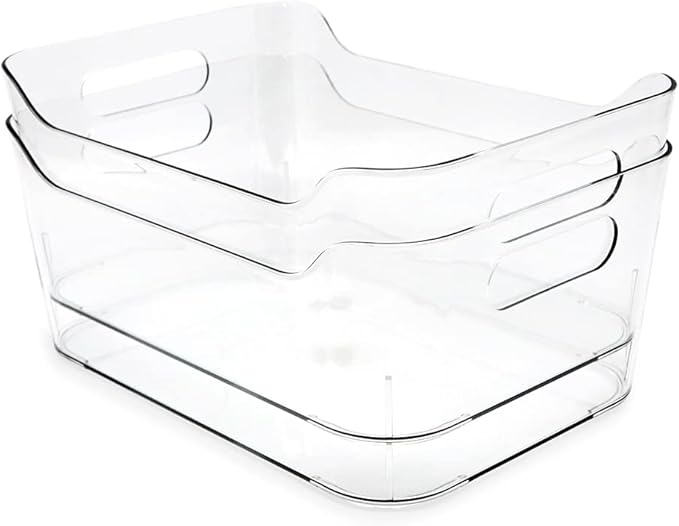 Isaac Jacobs 2-Pack Small Clear Storage Bins (9.4” x 6.7” x 4.1”) w/Handles