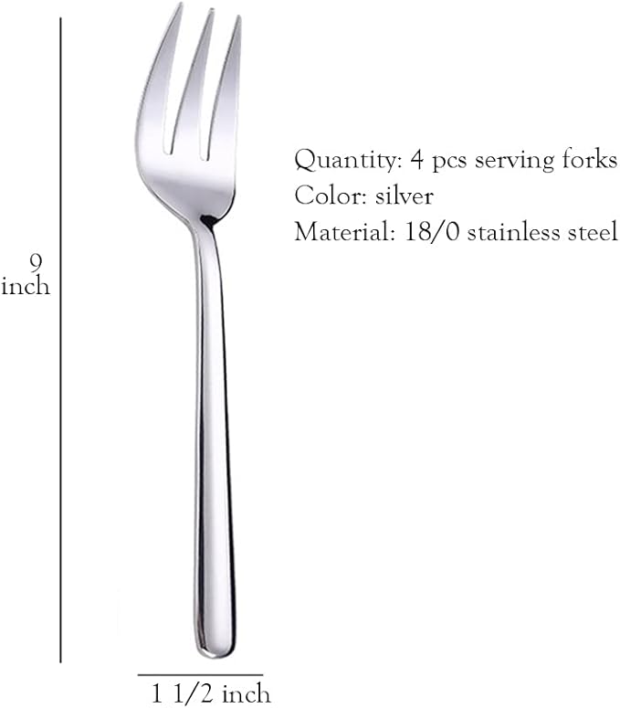 Enwinner Serving Platters Forks Stainless Steel Buffet 9 inch Utensils Cake Butter Pastry Servers (4 pcs serving forks)
