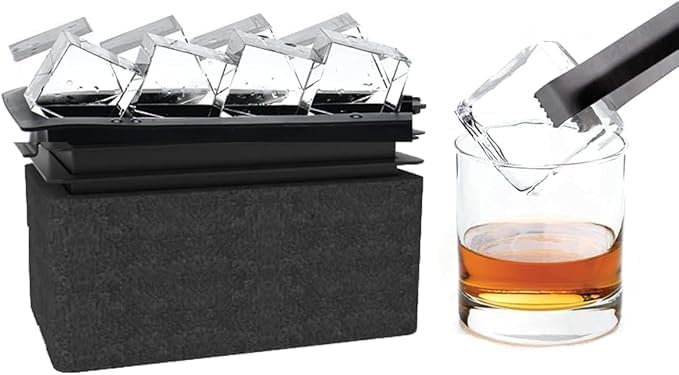 LEMONSODA Crystal Clear Ice Cube Tray, Makes 8 2 Inch Square Molds