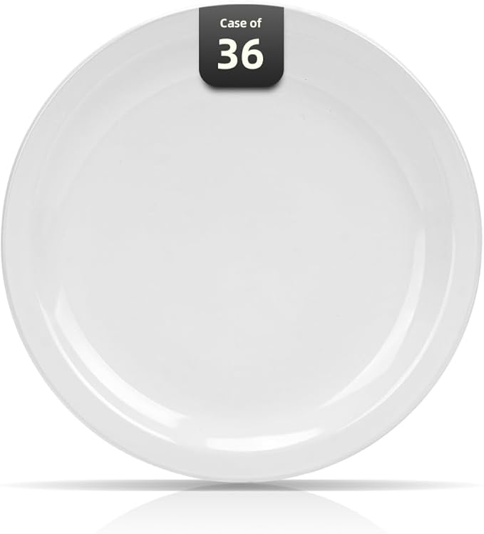 IRESTAURANT PLUS Stoneware Narrow Rim Commercial Grade Dinnerware, Bright White, Plate 5.5", Case of 36