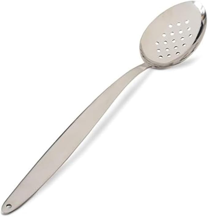 BNAZIND Kunz Perforated Spoon–XL | Silverware 18/10 Stainless Steel 12 inch Solid Chef Spoon for Draining & Scooping | Dishwasher-Friendly - Easy-Clean Cooking & Plating Spoons Cookware