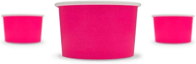 UNIQ 4 oz 1000 Pack Pink Ice Cream Cups | Disposable Leak Resistant Paper Dessert Cups for Ice Cream, Frozen Yogurt & Gelato | Small Food Serving Cups for Parties, Catering & Business