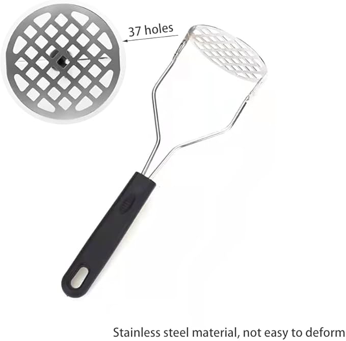 Cawein Potato masher with non-slip handle, stainless steel masher masher kitchen tool for potatoes, sweet potatoes, beans, vegetables, fruits, baby food, avocados and more