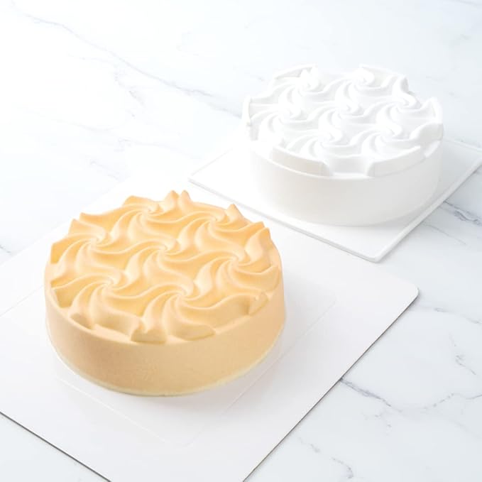 Pastry Tek 6.8 Inch Swirl Cake Pan, 1 Oven-Ready Silicone Bundt Cake Pan - Flexible, Freezable, White Silicone Small Cake Mold, Easy Release, For Baking Desserts - Restaurantware