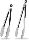 9 & 12 Inch Kitchen Tongs, Stainless Steel Metal Cooking Tongs (9"+12")