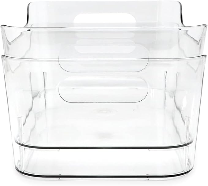 Isaac Jacobs 2-Pack Small Clear Storage Bins (9.4” x 6.7” x 4.1”) w/Handles