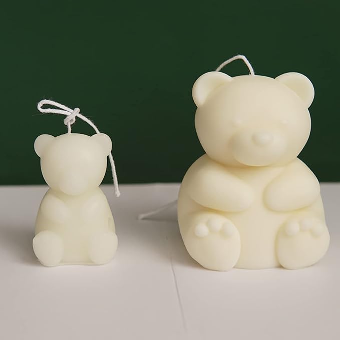 ESEDAGE 2 Pack Cute Bear Scented Candle Mold Silicone for Home Decoration, Resin, Cartoon, and Clay