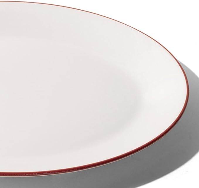 Made In Cookware - Serving Platter - White With Red Rim - Porcelain - Crafted in England