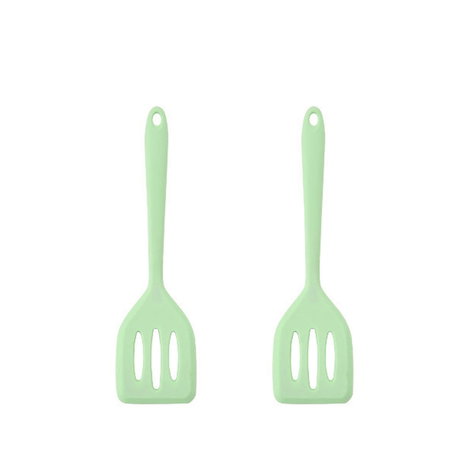 HOIRIX 2Pack Small Silicone Turner High Heat Resistant Slotted Spatula for Fish, Eggs, Pancakes and More (12 IN, Light green)