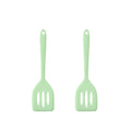 HOIRIX 2Pack Small Silicone Turner High Heat Resistant Slotted Spatula for Fish, Eggs, Pancakes and More (12 IN, Light green)