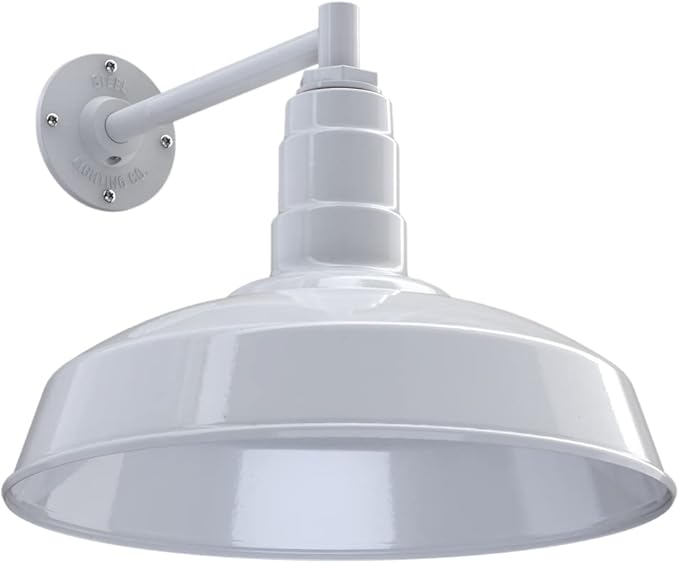 11" Straight Arm Barn Light Outdoor | Farmhouse Exterior Wall Light | White