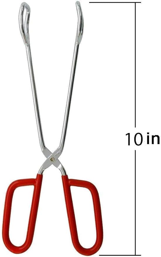 Hiash 10-Inch Heavy Duty Stainless Steel Kitchen Tongs - Non-Slip Comfortable Red Grip, Scissor Design, Heat Resistant for BBQ and Cooking