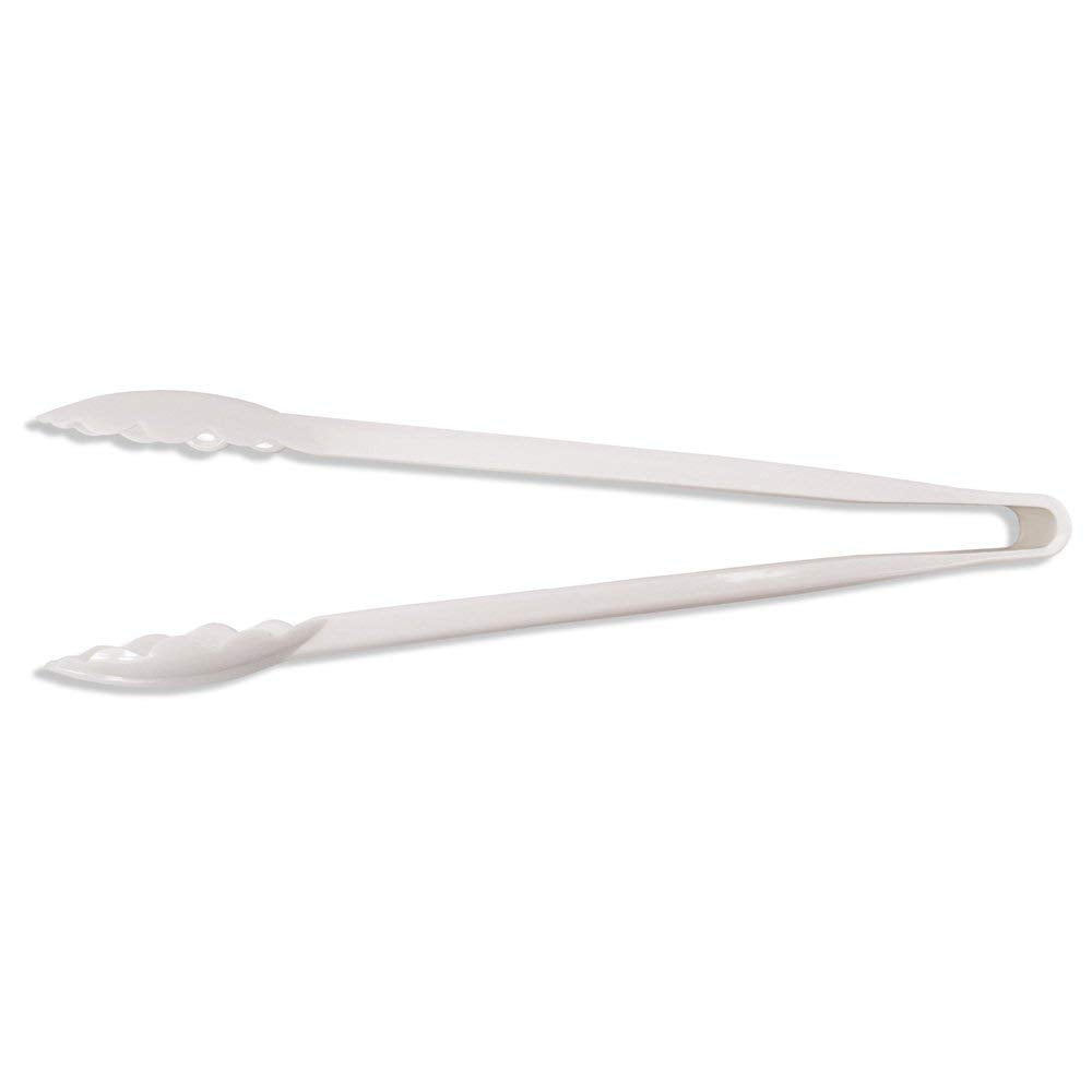 New Star Foodservice 35551 Utility Tong, High Heat Plastic, Scalloped, 12 inch, Set of 12, White