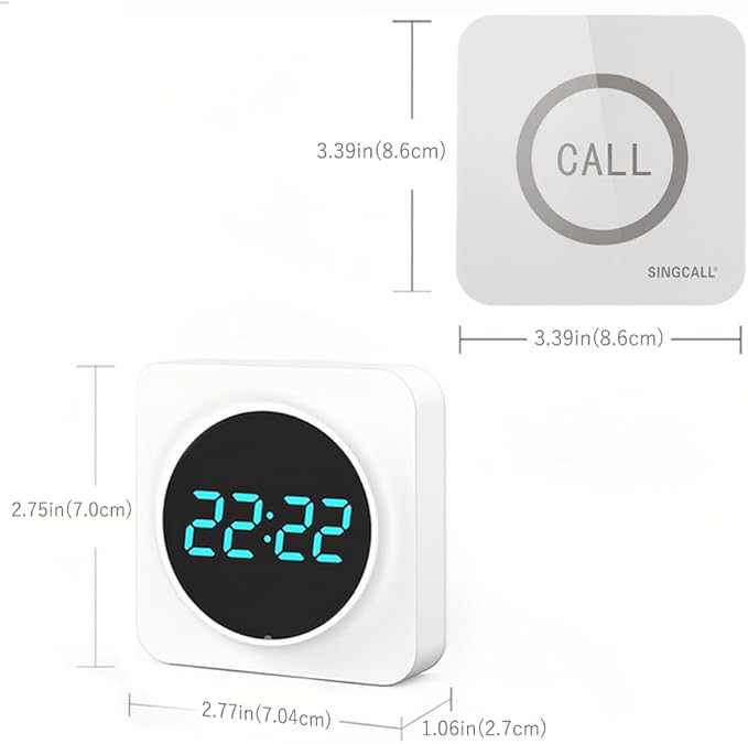 SINGCALL Restaurant Pager System 2 Receivers & 16 Waterproof Call Buttons