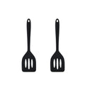 HOIRIX 2Pack Small Silicone Turner High Heat Resistant Slotted Spatula for Fish, Eggs, Pancakes and More (12 IN, Black)