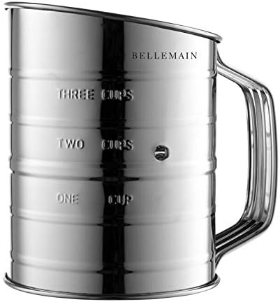 Bellemain Stainless Steel Flour Sifter for Baking with Hand Crank - 3 Cup