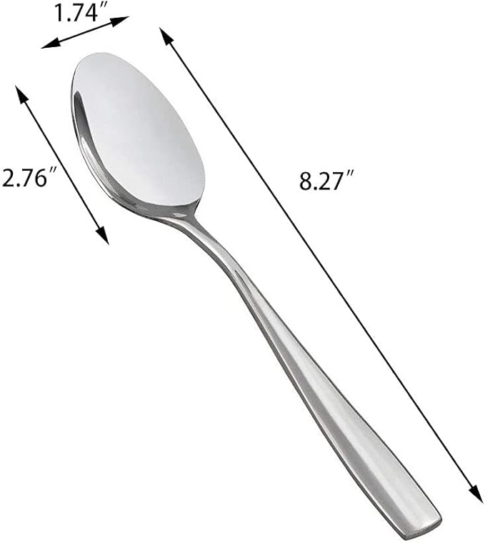HOMMP 16-Piece Dinner Spoons, Stainless Steel, 8.27 Inch
