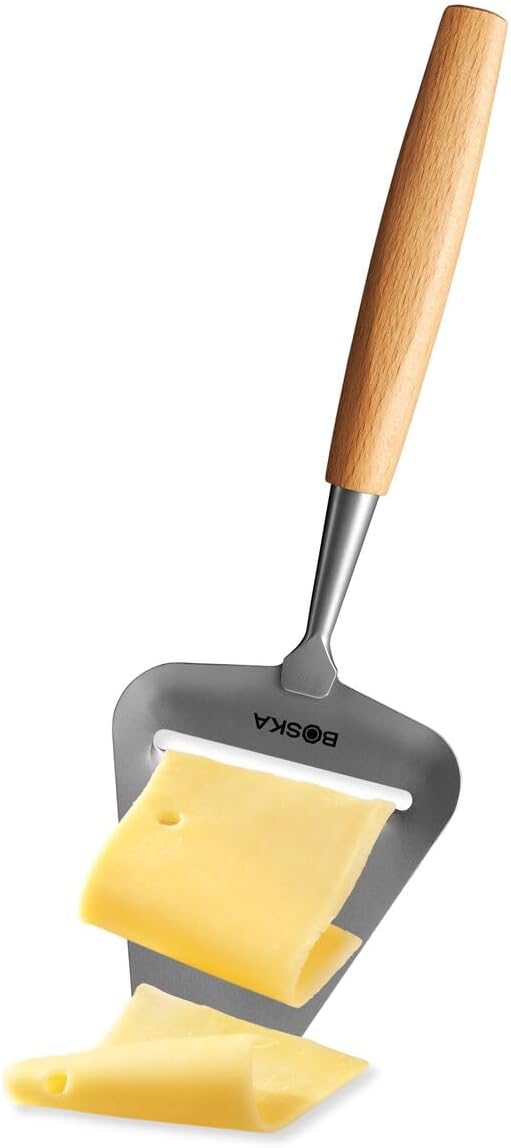 Boska Cheese Slicer Amigo - Slicer for Mature and Aged Cheese - Ergonomic Handle - Stainless Steel - Beech Wood - Non-stick Thanks to BSF Treatment - Also for Slicing Vegetables