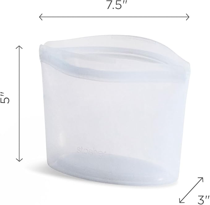 Stasher Premium Reusable Silicone Food Storage Bowl, Clear, 2-Cup