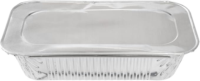 Restaurantware Aluminum Pan Cover 25 Count 12.69 x 6.56 Inch Oven Friendly Disposable Pan Lid 1/3 Size Foil Lid Temperature-Sealing Silver For Catering And Food Storage