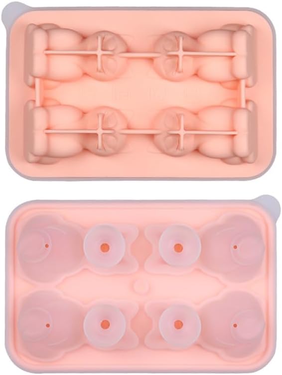 UIVXXUD Cute 3D Cat Ice Mold, Kitty Ice Cube Tray Popsicle Molds (Pink)