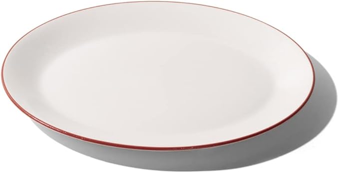 Made In Cookware - Serving Platter - White With Red Rim - Porcelain - Crafted in England