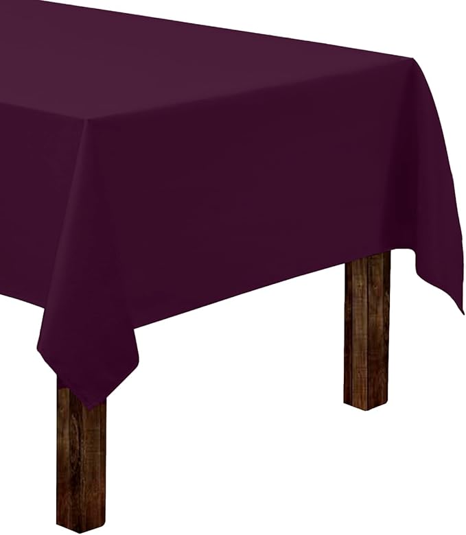 Gee Di Moda Rectangle Tablecloth - 60 x 84 Inch Eggplant Table Cloth for 5 Foot Rectangle Tables - Heavy Duty Washable Fabric - for Holiday Party, Dinner, Weddings, Baby Shower & Events