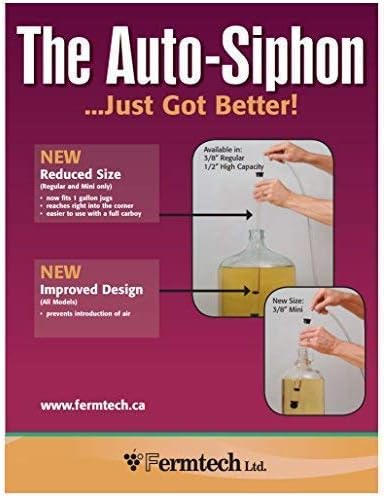 Fermtech Regular Deluxe Siphon Homebrew Kit, Regular Auto-Siphon Brewing Equipment, 24" Pro Wine Bottling Wand Filler, Clamp and Tubing and 30" Brush. Wine, Beer, and Kombucha Making Supplies