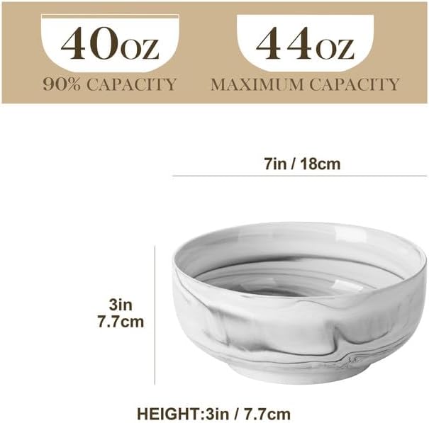MALACASA Salad Soup Bowls Set of 2, 44 OZ Ceramic Bowls for Kitchen