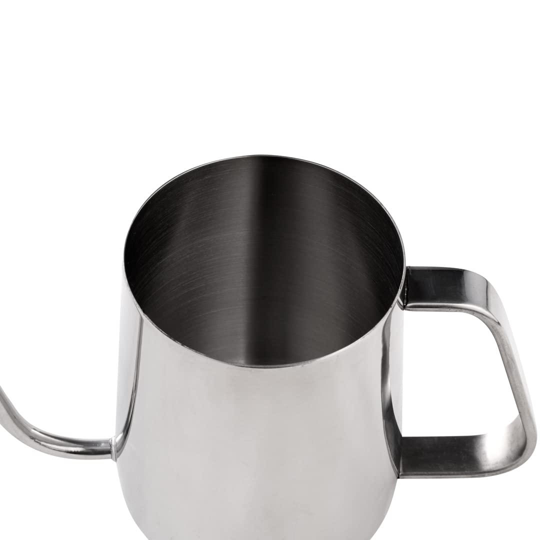 Restaurantware Pour Over Kettle Pack of 1 Stainless Steel 12 oz Precision Spout Gooseneck Coffee Kettle With Ergonomic Handle, Corrosion-Resistant for Artisan Brewing, Silver