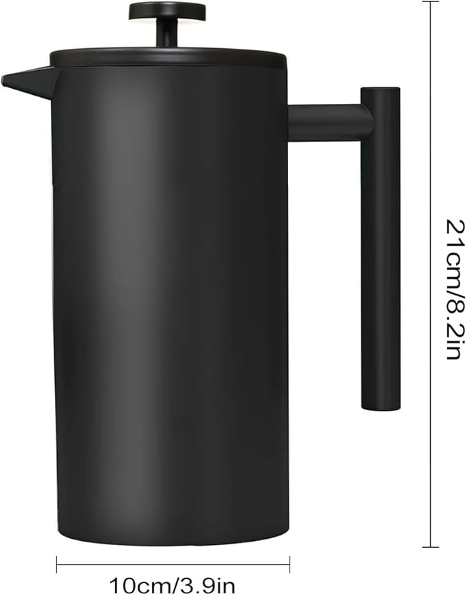 Coffito French Press Coffee Maker,Stainless Steel Double Wall Insulated Coffee Press 34 oz,4-8 Cups, Portable Hot Cold Brew Teapot Cafetera for Coffee Bar Accessories Kitchen Camping (Black,34oz)