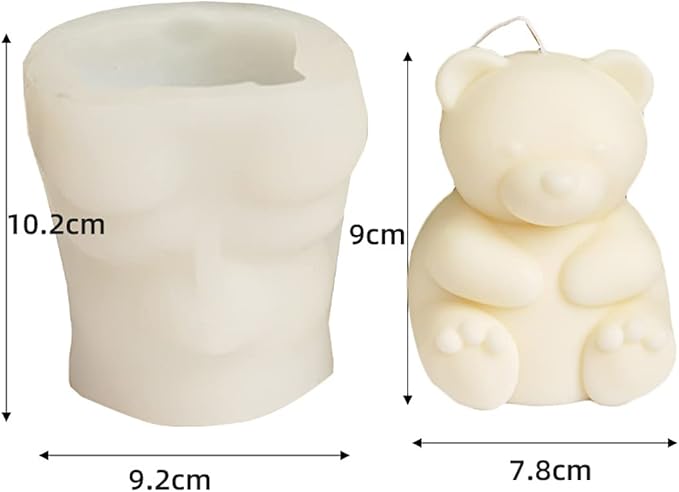 ESEDAGE 2 Pack Cute Bear Scented Candle Mold Silicone for Home Decoration, Resin, Cartoon, and Clay